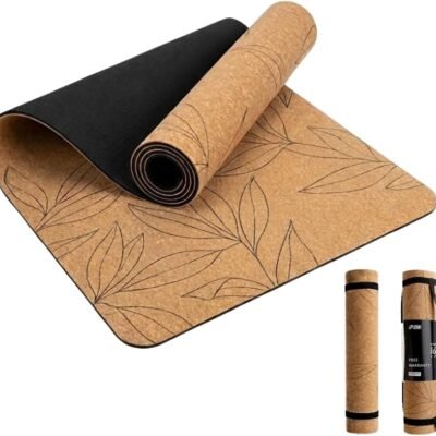 Non-Slip Yoga Mat Cork Surface with Natural Grip - Cushioned - for Hot Yoga, Pilates & Stretching - Durable & Sweat-Resistant - by