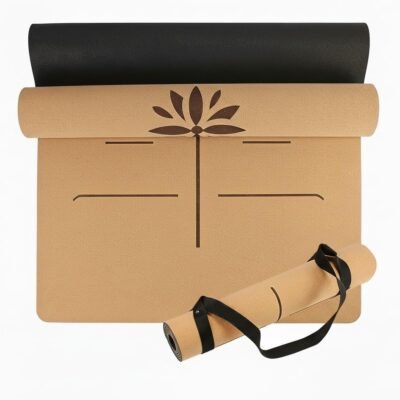 Premium Cork Yoga Mat | Extra-Large 5mm Thick Mat with Natural Tree Rubber Base | Non-Slip Surface with Alignment Lines for Posture Support | Eco-Friendly, Durable & Comfortable for All Yoga Practices