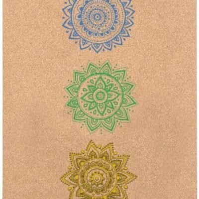 Chakra Cork Yoga mat - Artist Designed, Premium eco Friendly mats, Non Slip, Non Toxic, Great for Regular & Hot Yoga, Pilates and Work Out (72 inch x 24 inch x 3mm Thick)