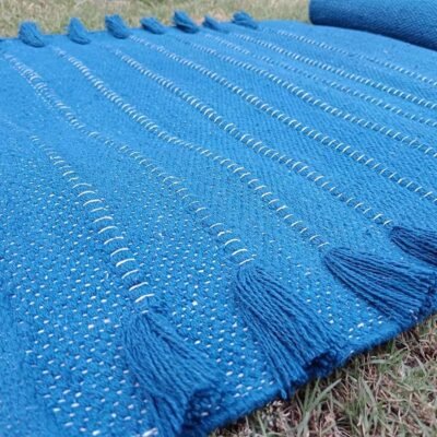 Organic Cotton Yoga Mat - Eco-Friendly Hand-Woven Rug - Non Slip & Thick (24”x72”x5mm) for Everyday Fitness at Home - Comfortable Extra-Long
