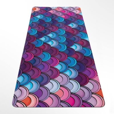 Yoga Mat Mermaid Scales, Colorful Hot Yoga Pad, Anti-slip Workout Rug with strap, 27"x72" (68x183cm),