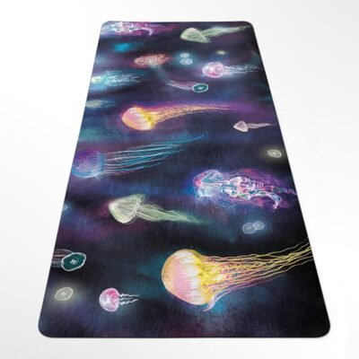Glow Fitness Mat, Colrful Pilates Rug, Sea Life Anti-slip Workout Pad, 27"x72" (68x183cm),