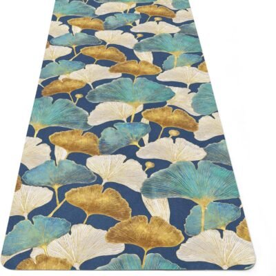 Floral Yoga Mat, Ginko Leaves Fitness Pad, Custom Anti-slip Workout Rug, 27"x72" (68x183cm),