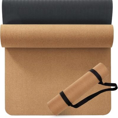 Premium Cork Yoga Mat 1/4 & 2/5 Inch Thick 72 x 26 in, Thick Cork and TPE Non Slip Yoga Mats for Women Men, Sweat Proof Eco-friendly, Great for Hot Yoga & Workouts