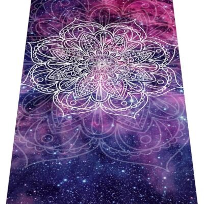 Printed Travel Yoga Mat-1/16 Inch Thick Non Slip Fitness Workout Mat with Carrying Bag, Foldable Lightweight Suede & Natural Rubber Yoga Mat for Yoga Pilates and Fitness 72" L x 24" W x 1.5mm